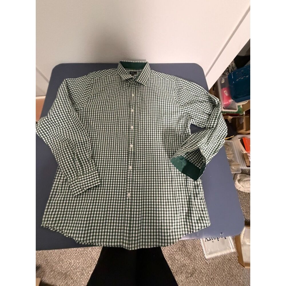 White/Green Galaxy Dress shirt XL